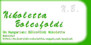 nikoletta bolcsfoldi business card