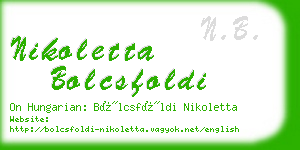 nikoletta bolcsfoldi business card